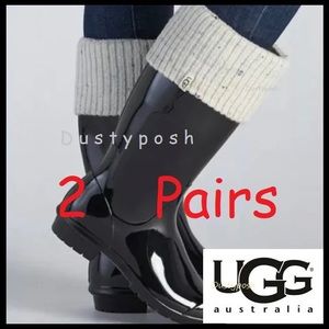 2 UGG Shaye Tall Rain Boot Socks Cable Knit Womens Girls Winter Warm Cozy Cream